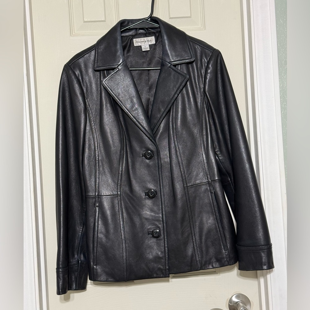 Preston & York Classic Black Genuine 100% Lamb Skin Jacket Women’s size Large